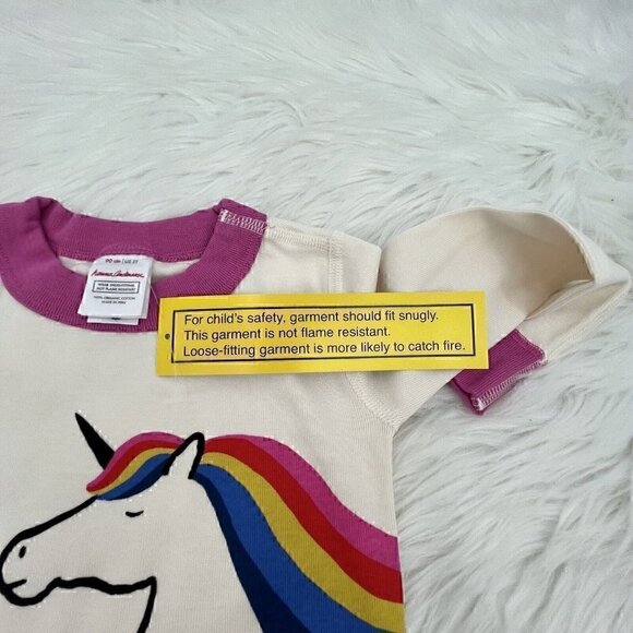 NEW Hanna Andersson Girls Rainbow Unicorn Long John PJ Pajama Set Size 3T 90 - Picture 12 of 14